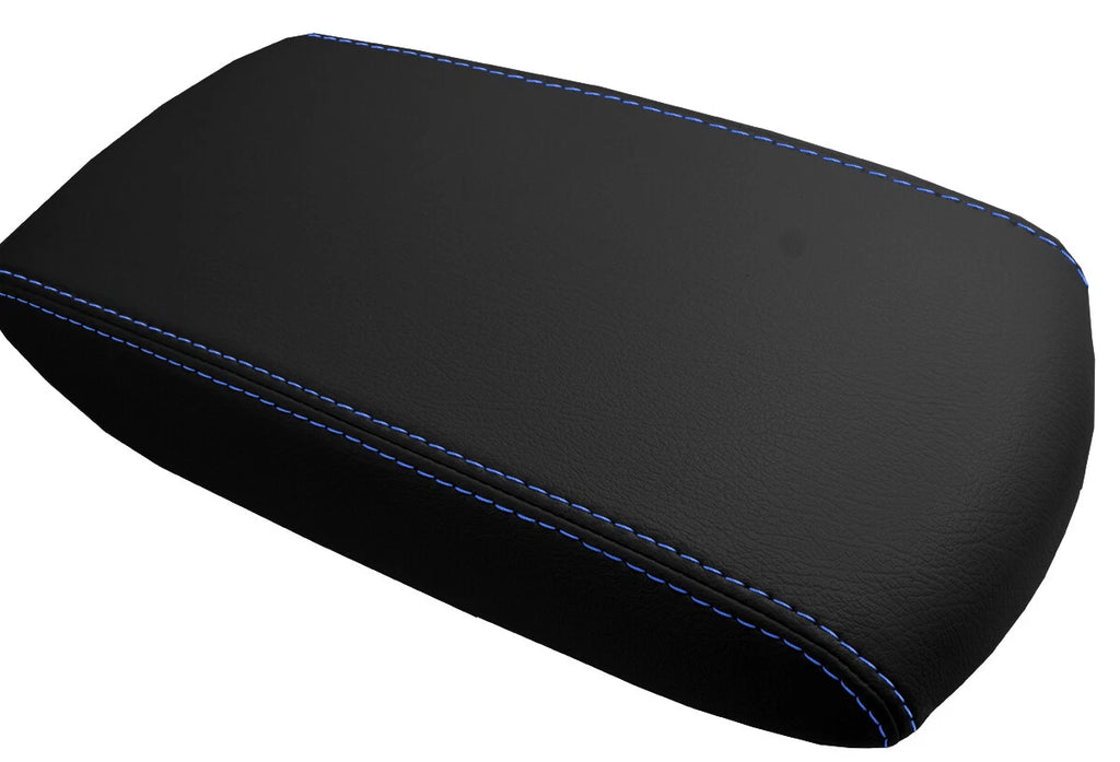 Leather Console Lid Armrest Cover for Toyota RAV4 (2013–2018) Blue Stitch