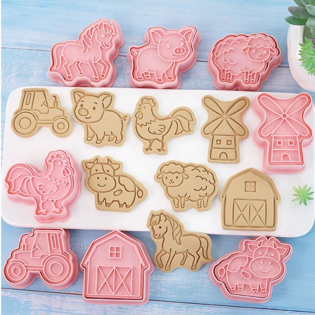 8 Piece Cookie Cutter Set - Farm Animal Shapes for Baking