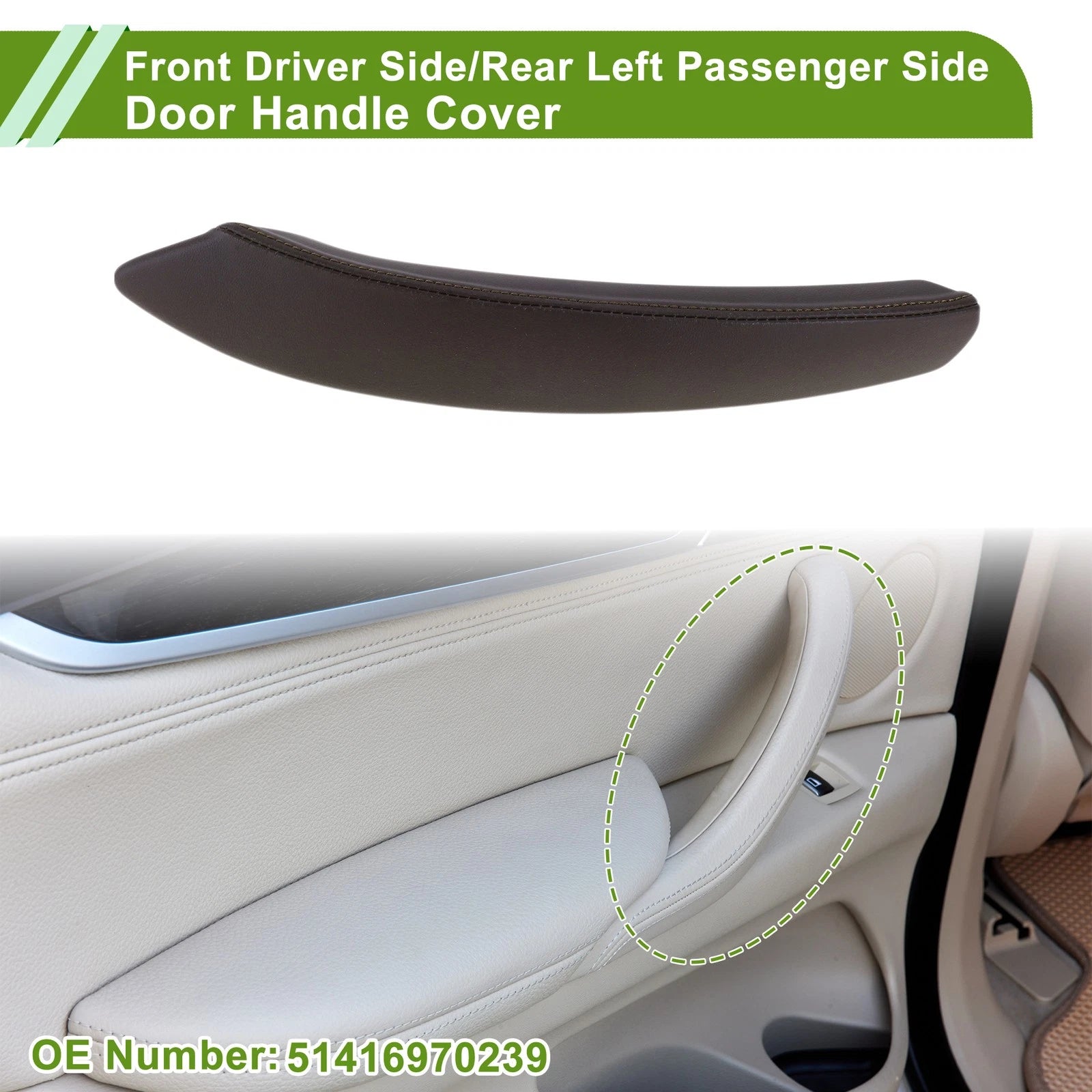 Door Panel Handle Pull Trim Cover for BMW X5 (2008–2013) No. 51416970239 Deep Brown