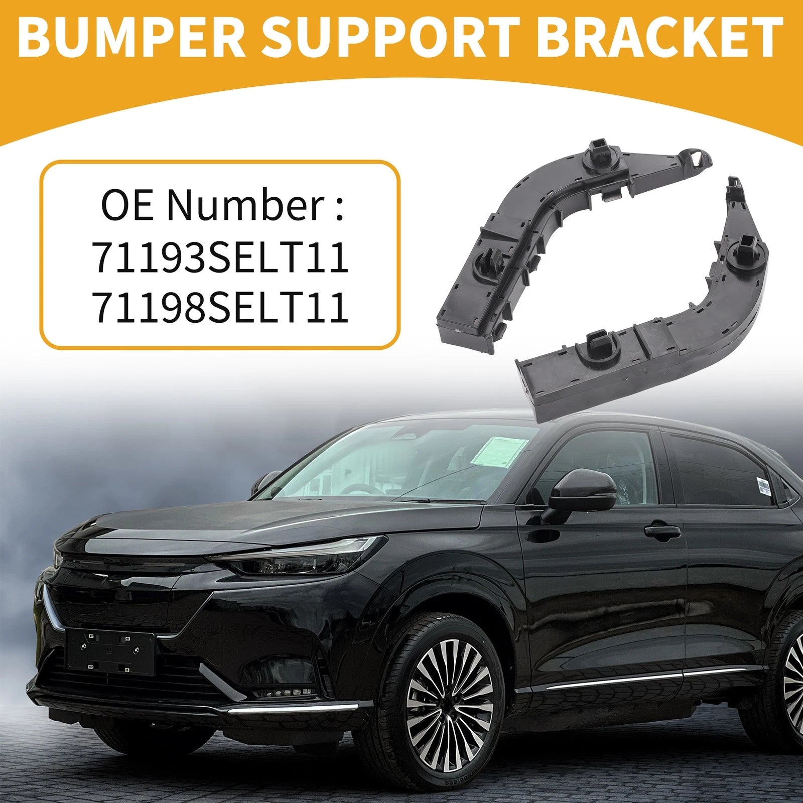 Set of 2 LH RH Front Bumper Support Brackets for Honda City (2005–2008) Black