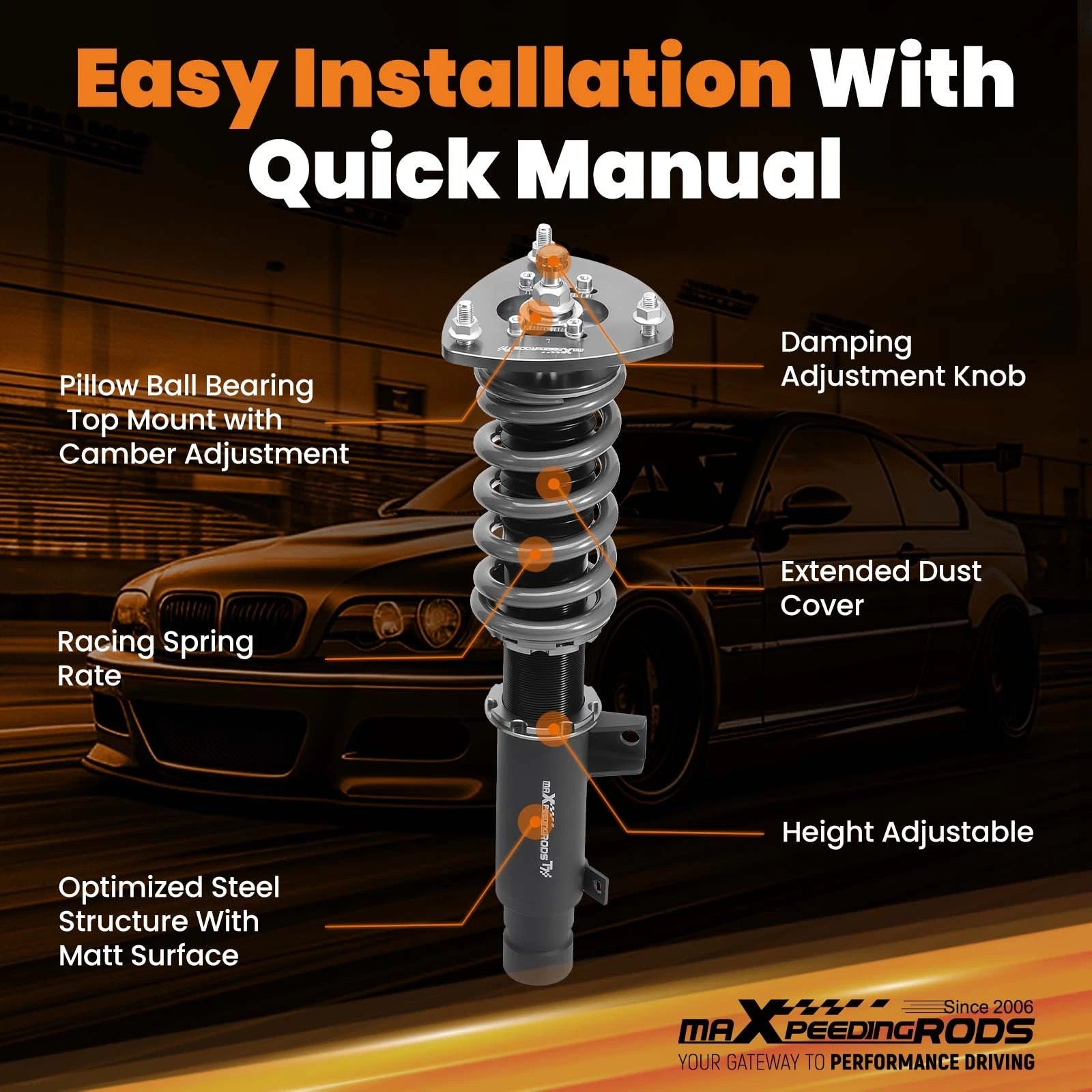 MaXpeedingrods T7 Coilovers 24 Step Damper Lowering Kit for Honda Accord (2013–2017)