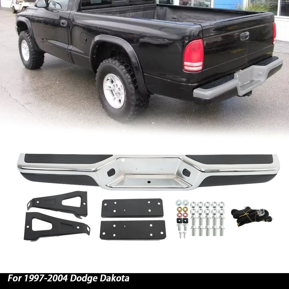 Chrome Steel Rear Step Bumper for Dakota (1997–2004)