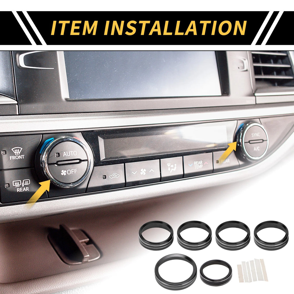 Set of 1 Air Conditioning Button Cover Trim for Ford F-150 XLT (2016–2019) Black