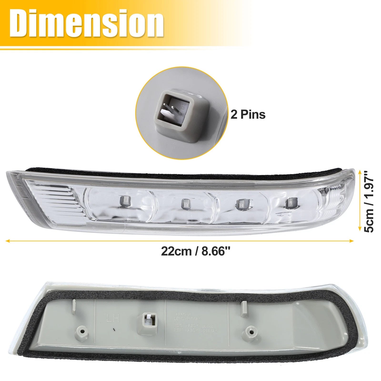 LED Left Rear View Mirror Turn Signal Amber Light for Hyundai Santa Fe (2007–2012)