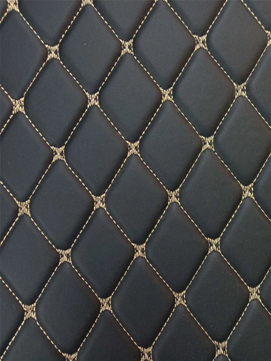4Pcs Universal Waterproof PU Leather Car Floor Mats Black & Beige