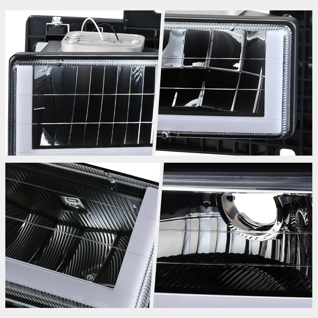 U-Shape LED DRL Headlights for Chevy GMC C/K Suburban Tahoe Yukon (1988–2000)