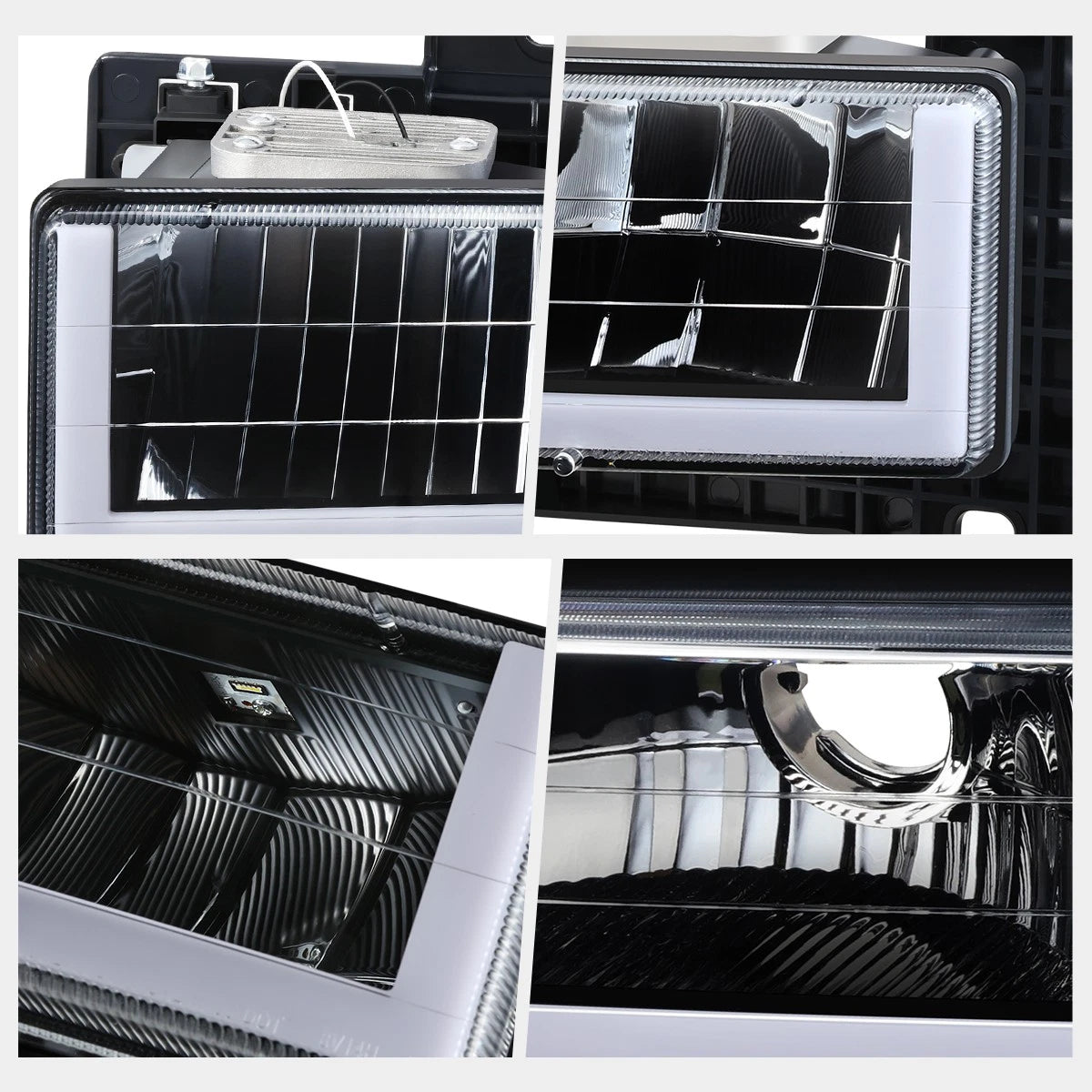 U-Shape LED DRL Headlights for Chevy GMC C/K Suburban Tahoe Yukon (1988–2000)