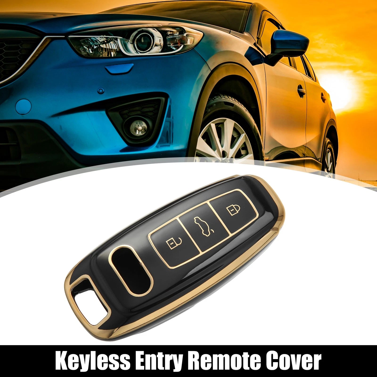 TPU Keyless Remote Cover for Audi A6 (2012–2018) 726215952568 Black Gold Tone
