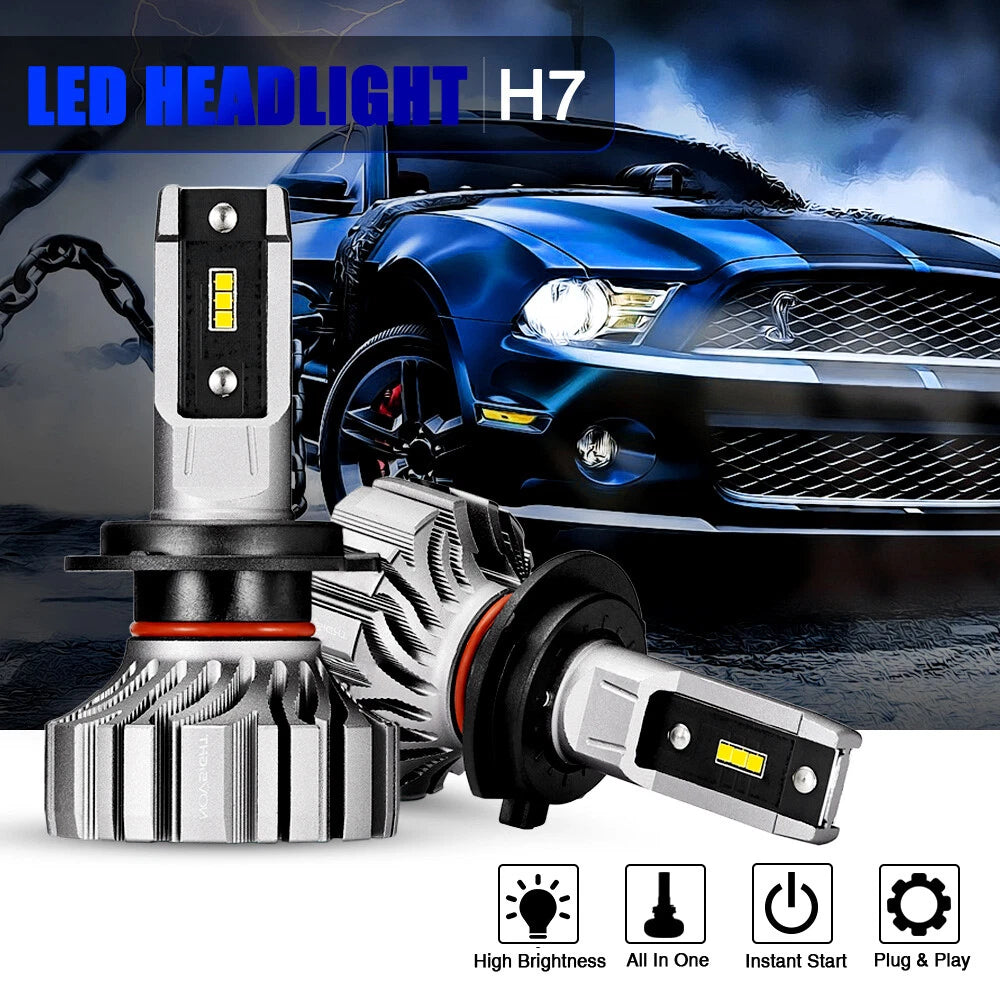 H7 LED Headlight Bulbs for High Low Beam (6500K, 10000LM)