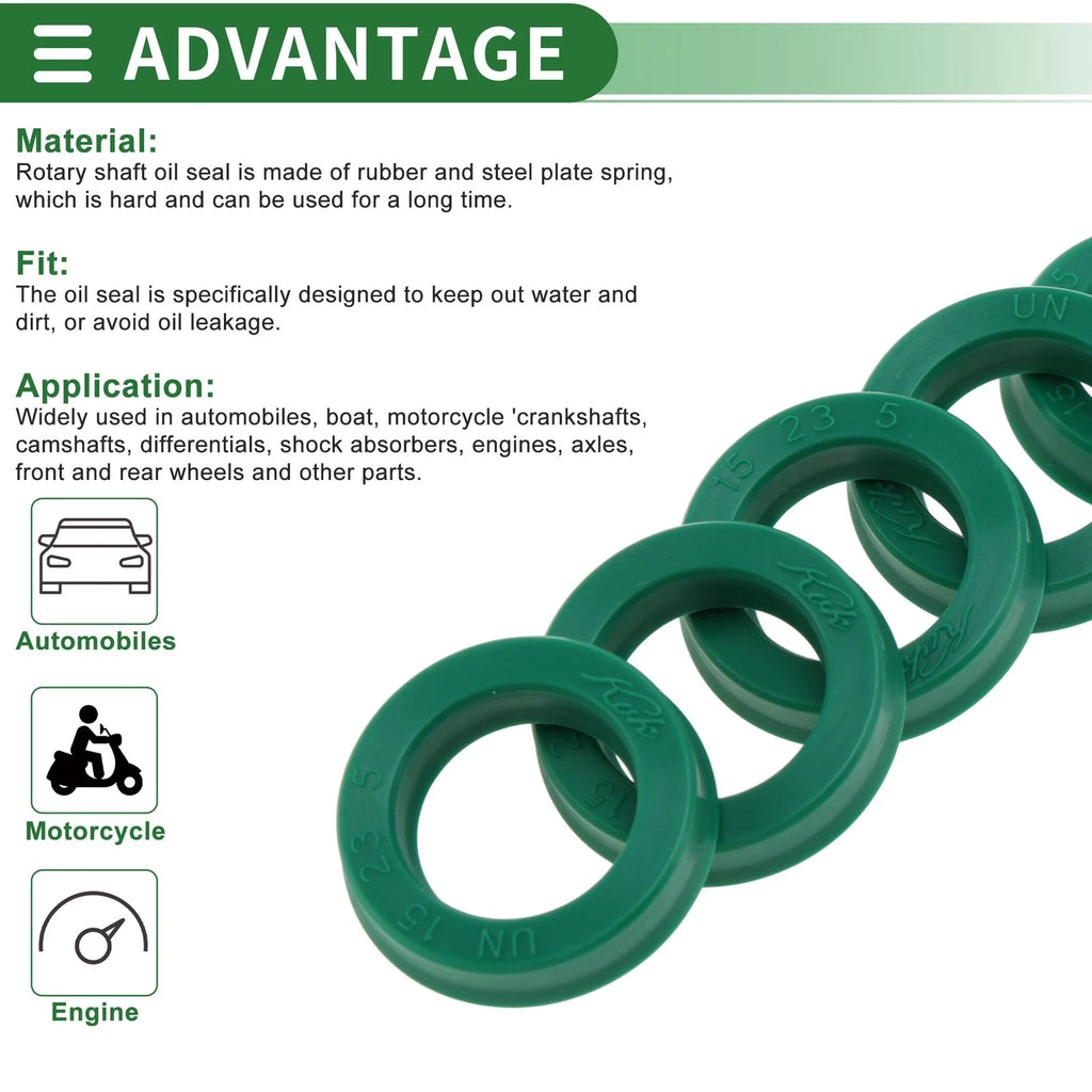 5X Oil Seal Rotary Shaft Seal for Various Models (15x23x5mm)