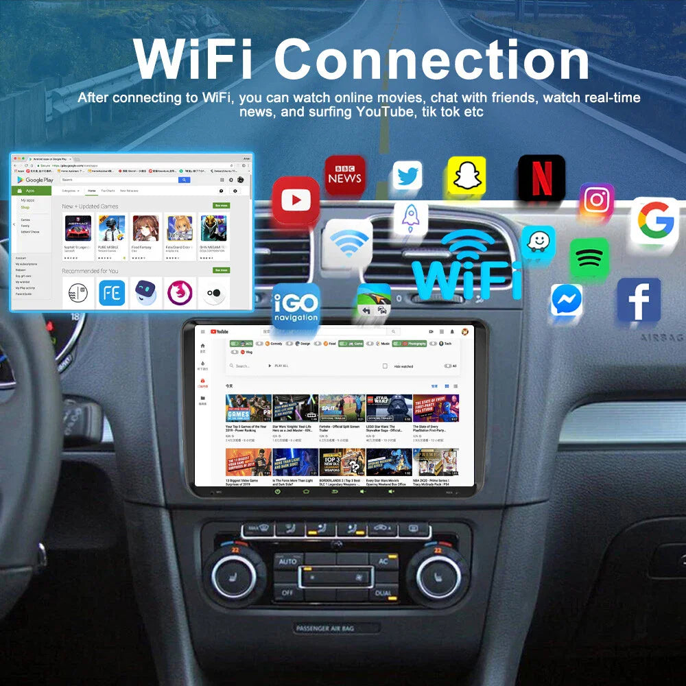 9'' Wireless CarPlay Android Auto Head Unit for Volkswagen EOS (2007-2014)