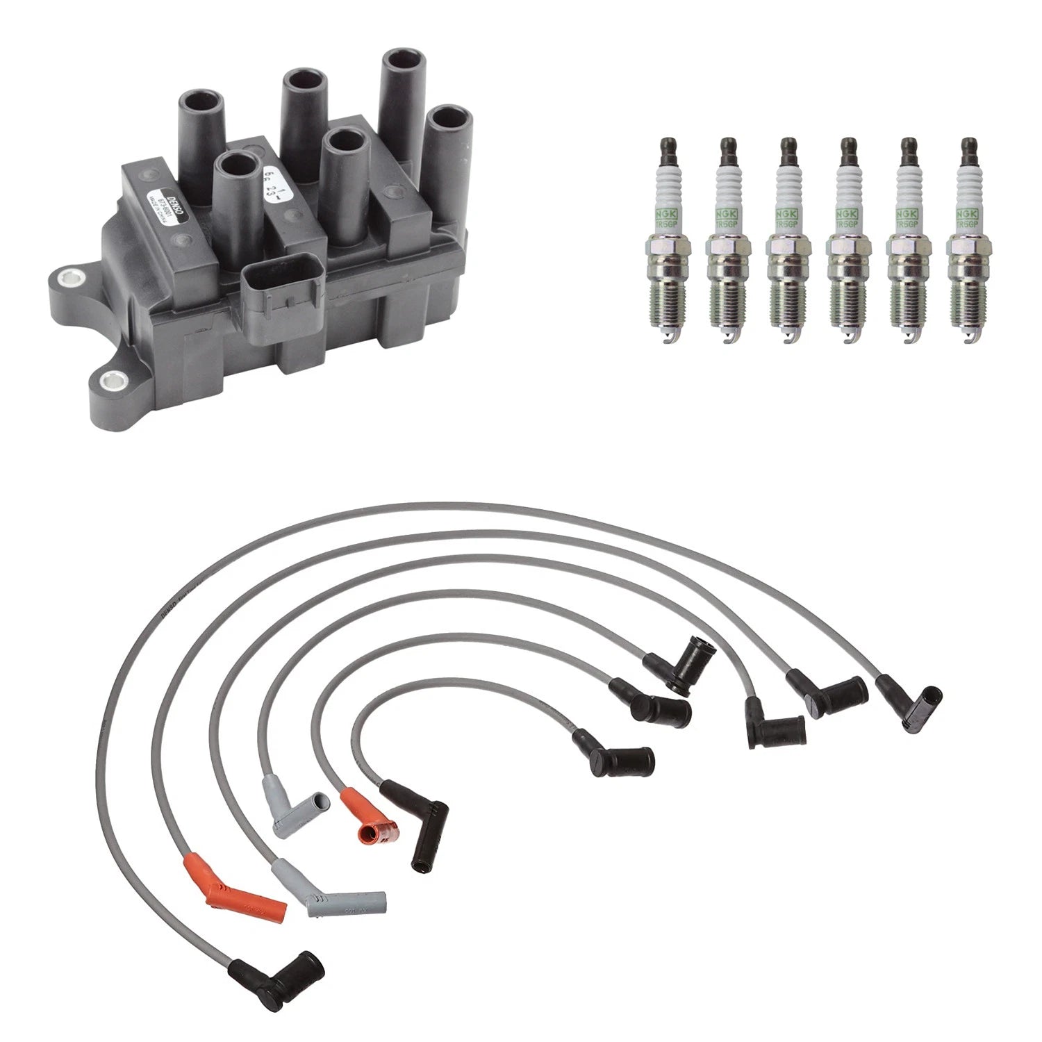 Set of 6 Denso Ignition Coil Wires & NGK Platinum Spark Plugs for Ranger (1993–2011)