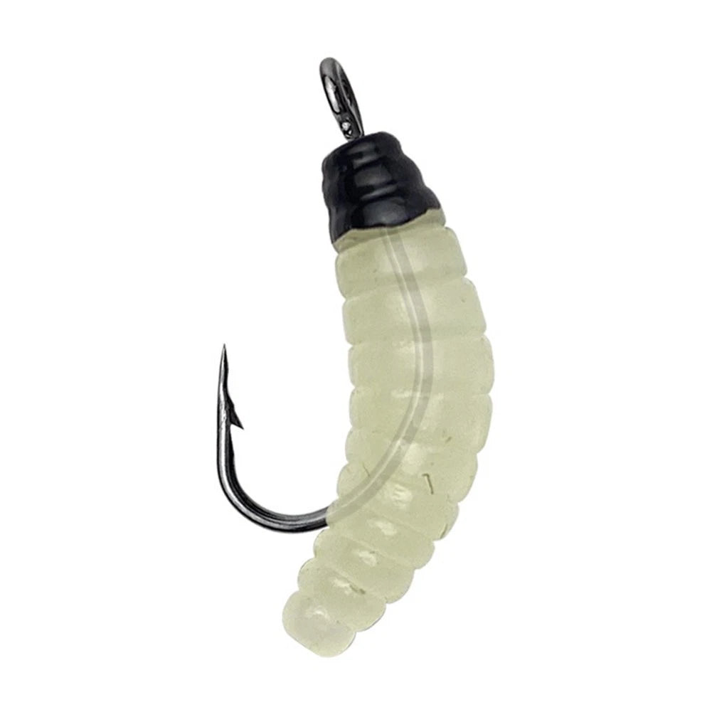 Glow Worms Bait Grub with Hooks for Bass and Trout Fishing