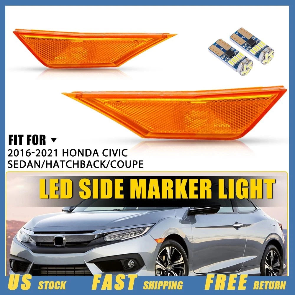 2X LED Side Marker Lights for Honda Civic (2016–2021)