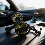 Dual Head USB Car Fan for Rear Seat Comfort (360° Rotation)