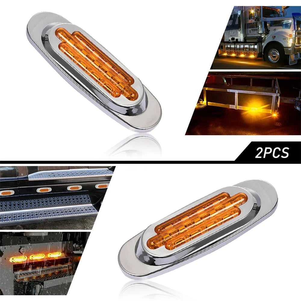 2X Amber 6.37" 16-LED Turn Signal Lights for Truck Trailer (Universal)