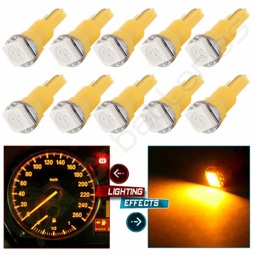 10x 5050 T5 1SMD LED Bulbs for Car Dashboard Gauge (Universal)