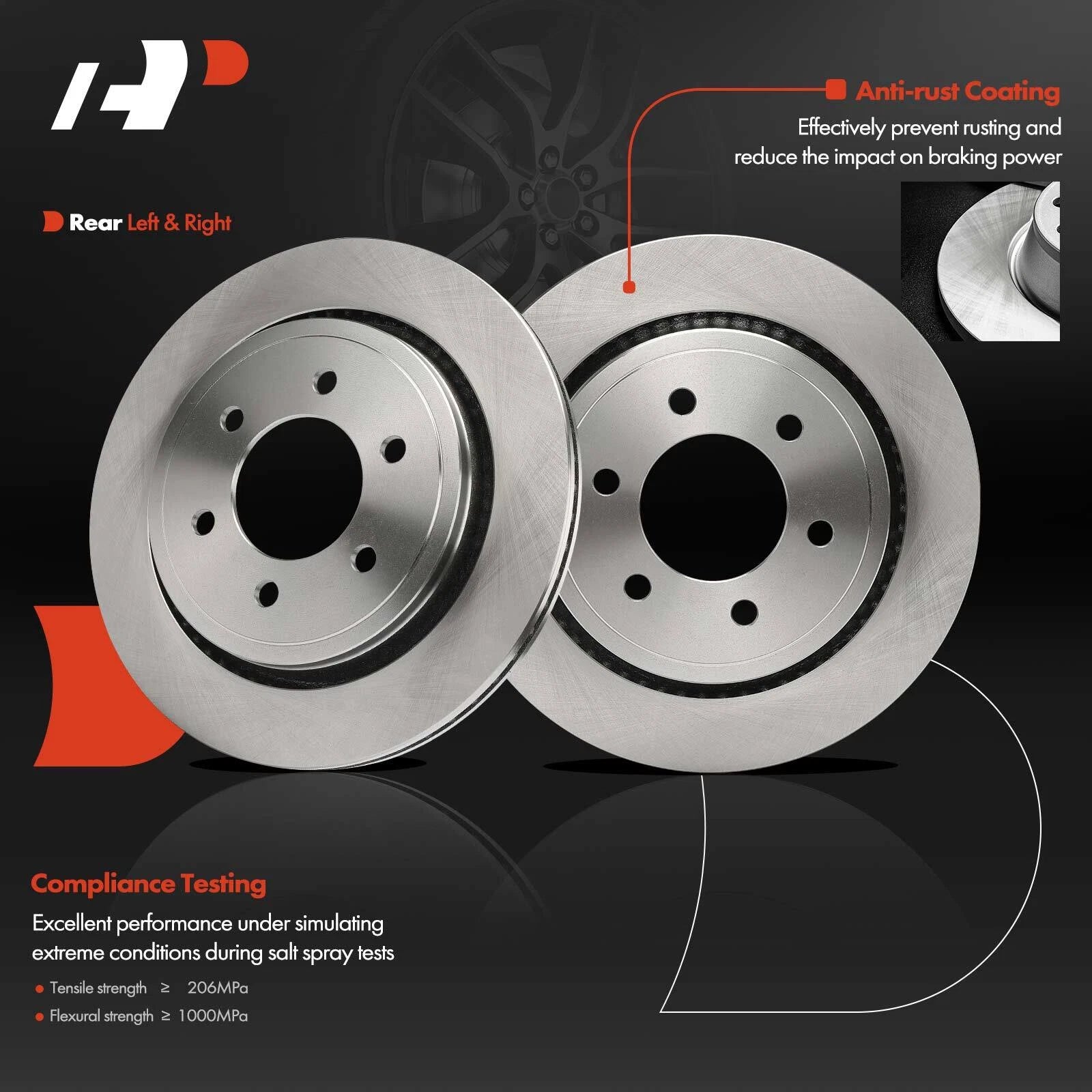 Rear Disc Brake Rotors for Ford F-150 (2015–2017) with Electric Parking Brake