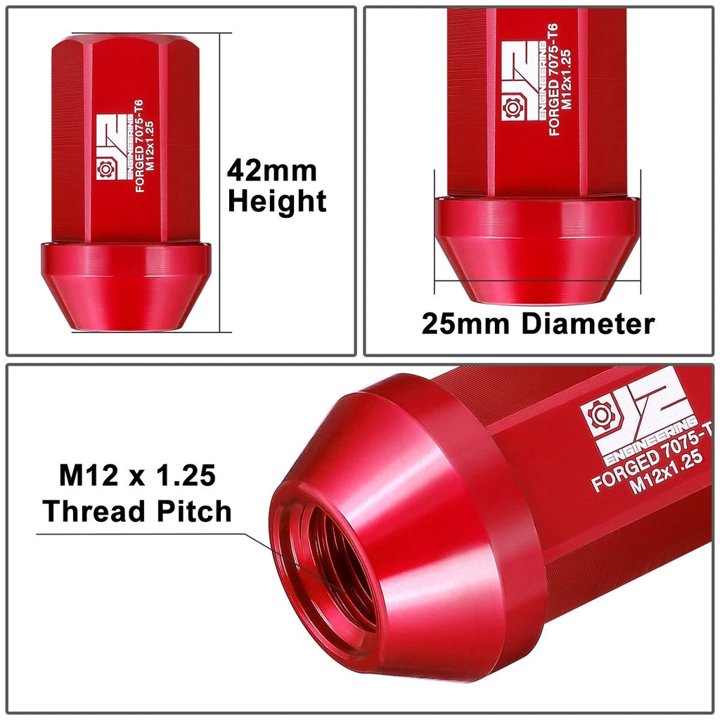 Set of 20 Closed End Lug Nuts M12 X1.25 25mm OD for J2 Engineering