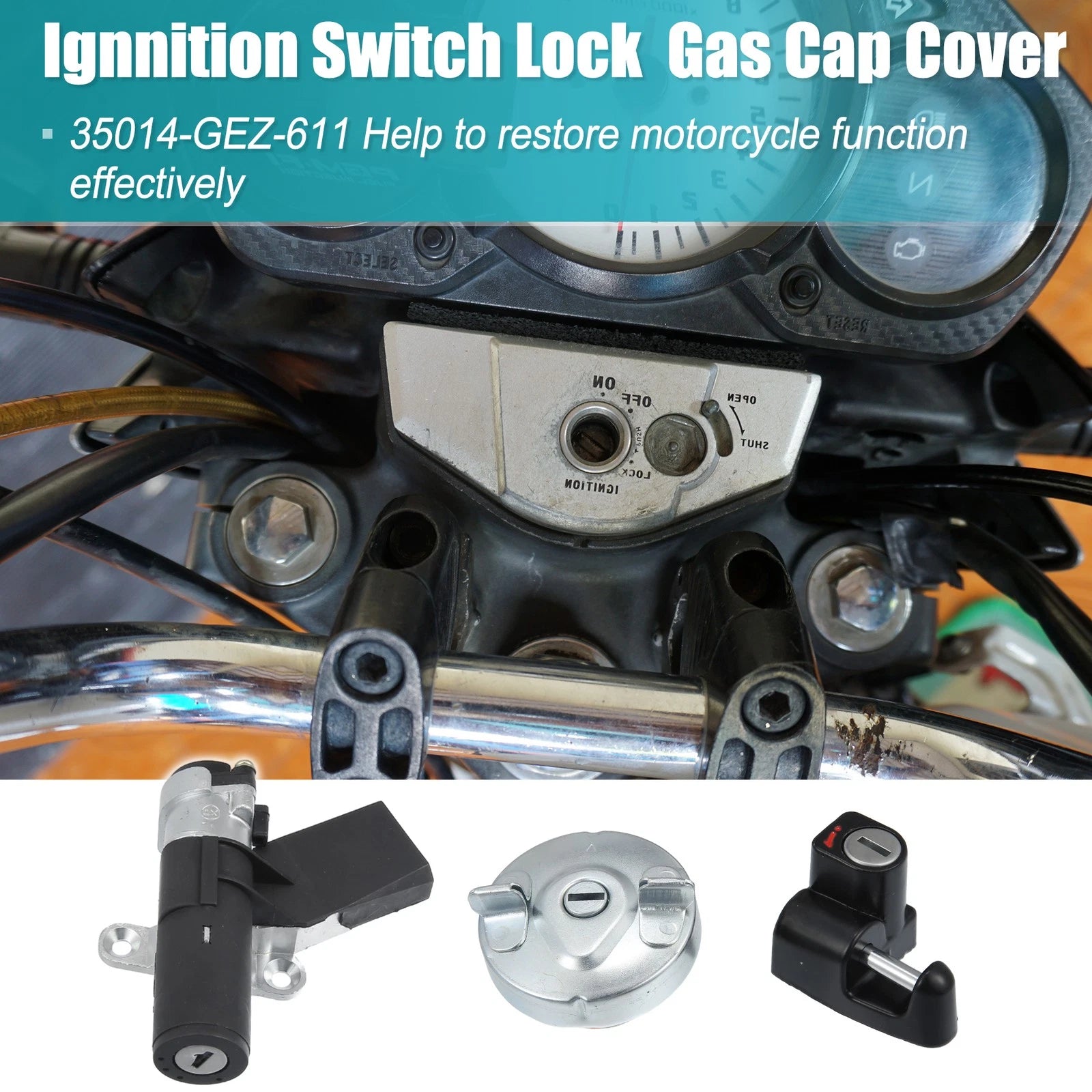 Ignition Switch Fuel Gas Cap Cover Seat Lock w/ Key for Honda NPS50 (2003–2023)
