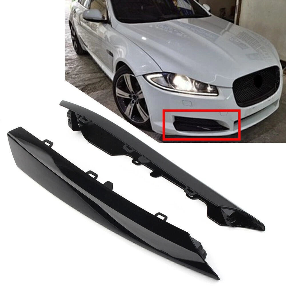 Front Side Bumper Grille Insert Cover Trim for Jaguar XF (2012–2015) Black Pair