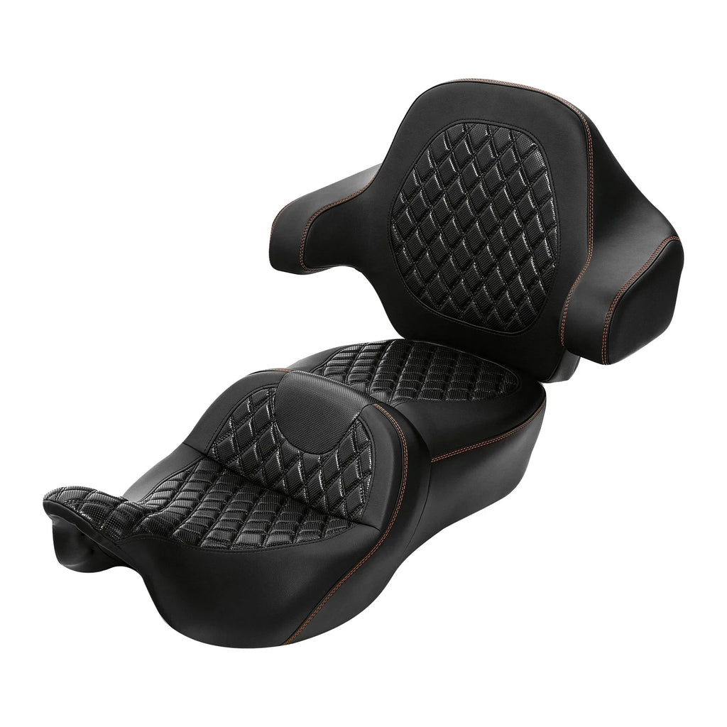 Black 2-Up Driver Passenger Seat Backrest for Harley Touring (2014-2023)