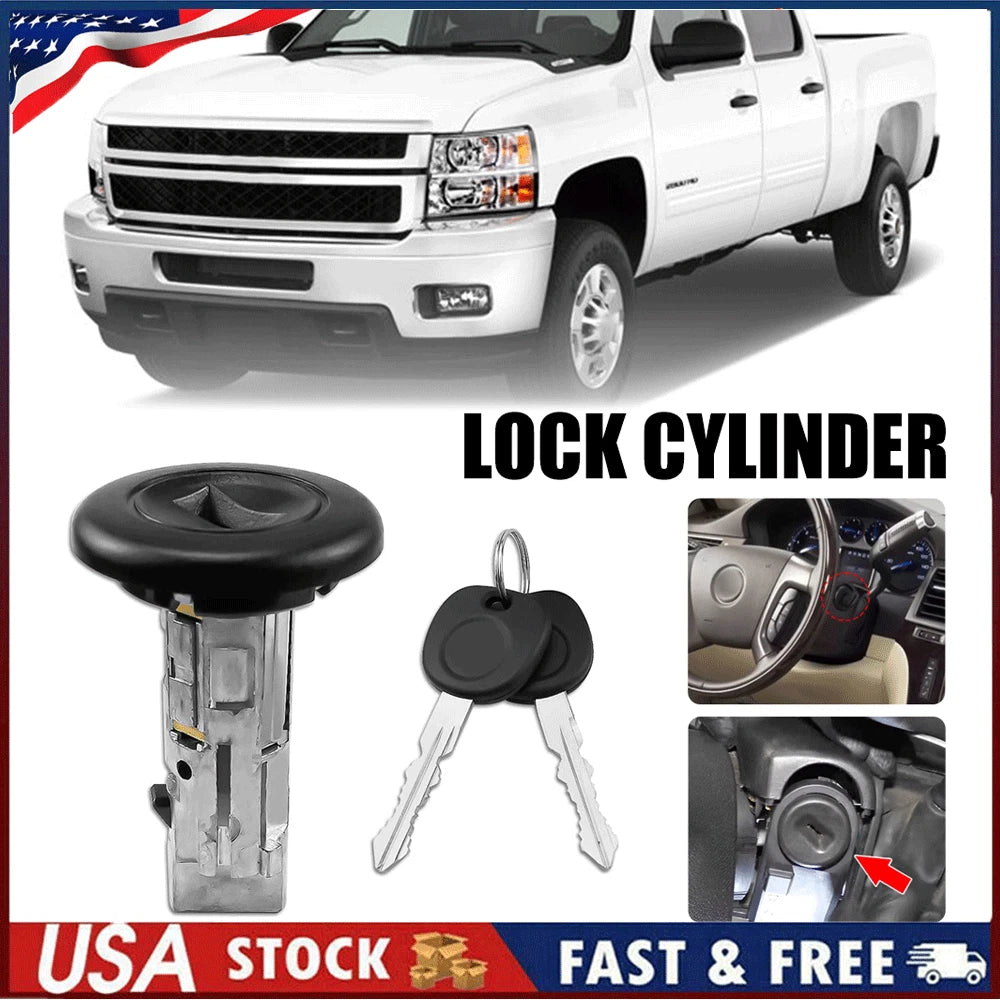 Ignition Lock Cylinder & Keys for Chevy GMC Silverado Tahoe (2007â2014)