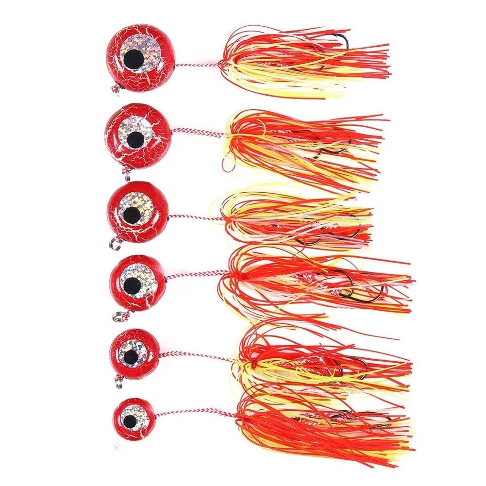 Weighted Glow Lure Round Head with Silicone Skirt for Saltwater Fishing