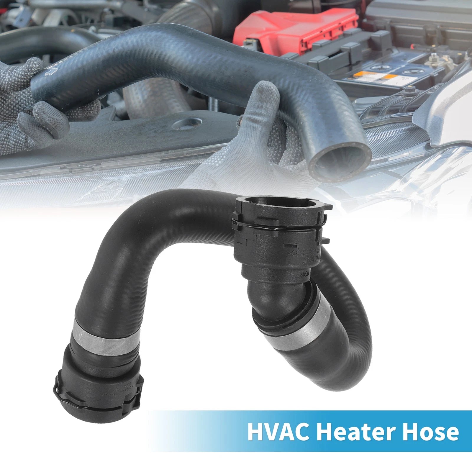 HVAC Heater Hose No. 64218377701 for BMW 745i (2002–2005) Rubber Black