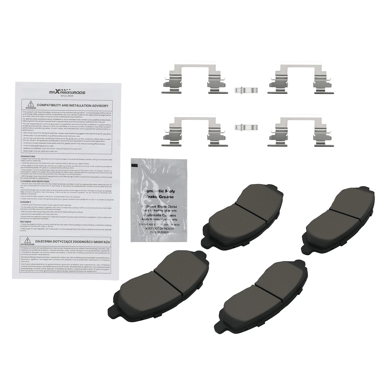 Front Ceramic Brake Pads Kit for Chrysler 200 (2011–2014) Dodge Avenger (2008–2014)