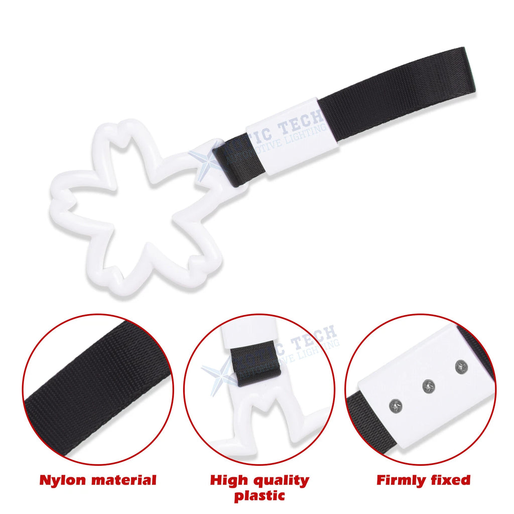 Plastic Nylon Stripe White Sakura Flower Car Handle Strap Charm for Drift (2020-2025)