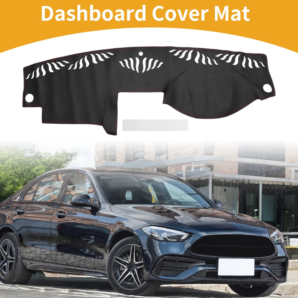Dashboard Cover for Mercedes C-Class W204 (2008–2011) Black Red Mat Carpet