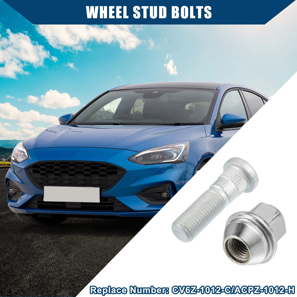 Set of 4 No.CV6Z1012C M12-1.5 Wheel Lug Stud Bolts for Ford Fiesta Focus Fusion (2011–2020)