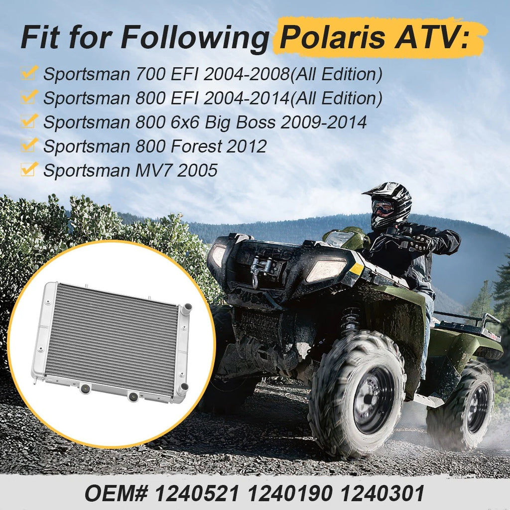 Aluminum Radiator for Polaris Sportsman 800 EFI (2004–2014) 1240521 1240301 1240190