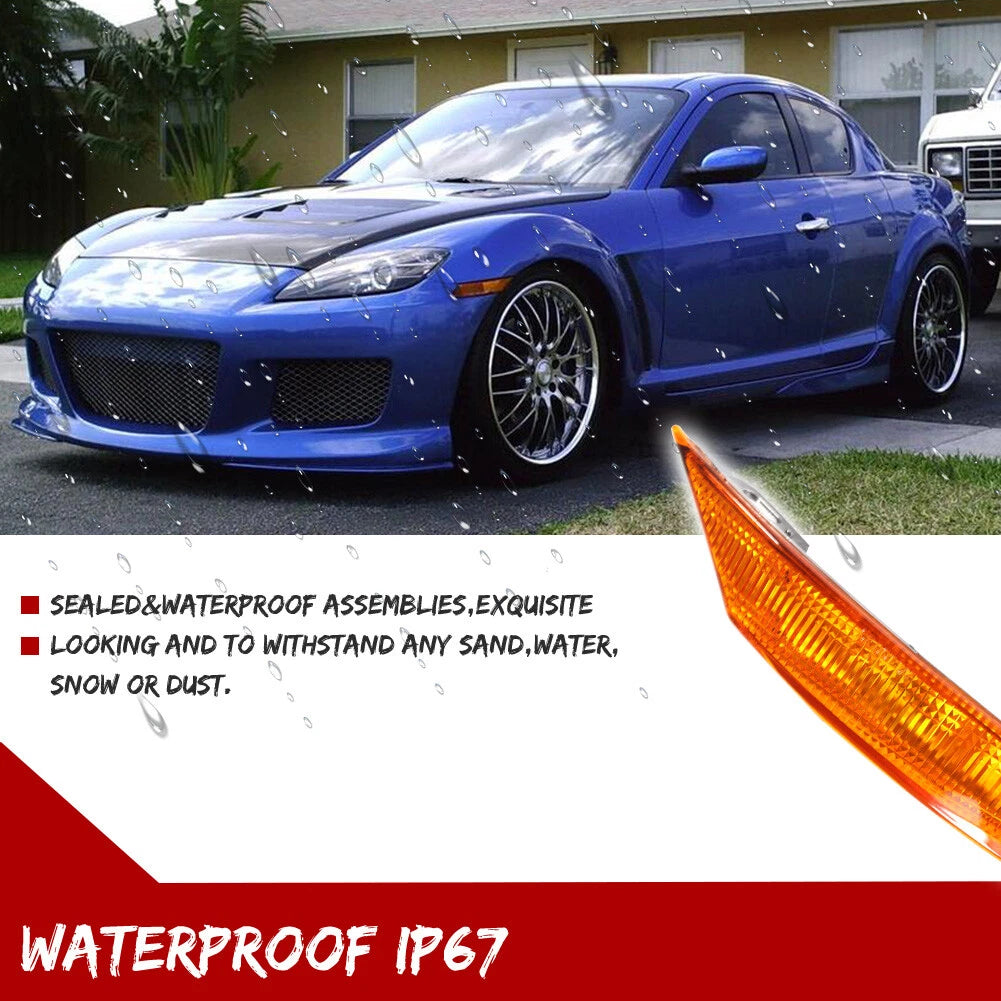 2X OE-Style Amber Lens Front Side Marker Lights for Mazda RX-8 (2004–2008)