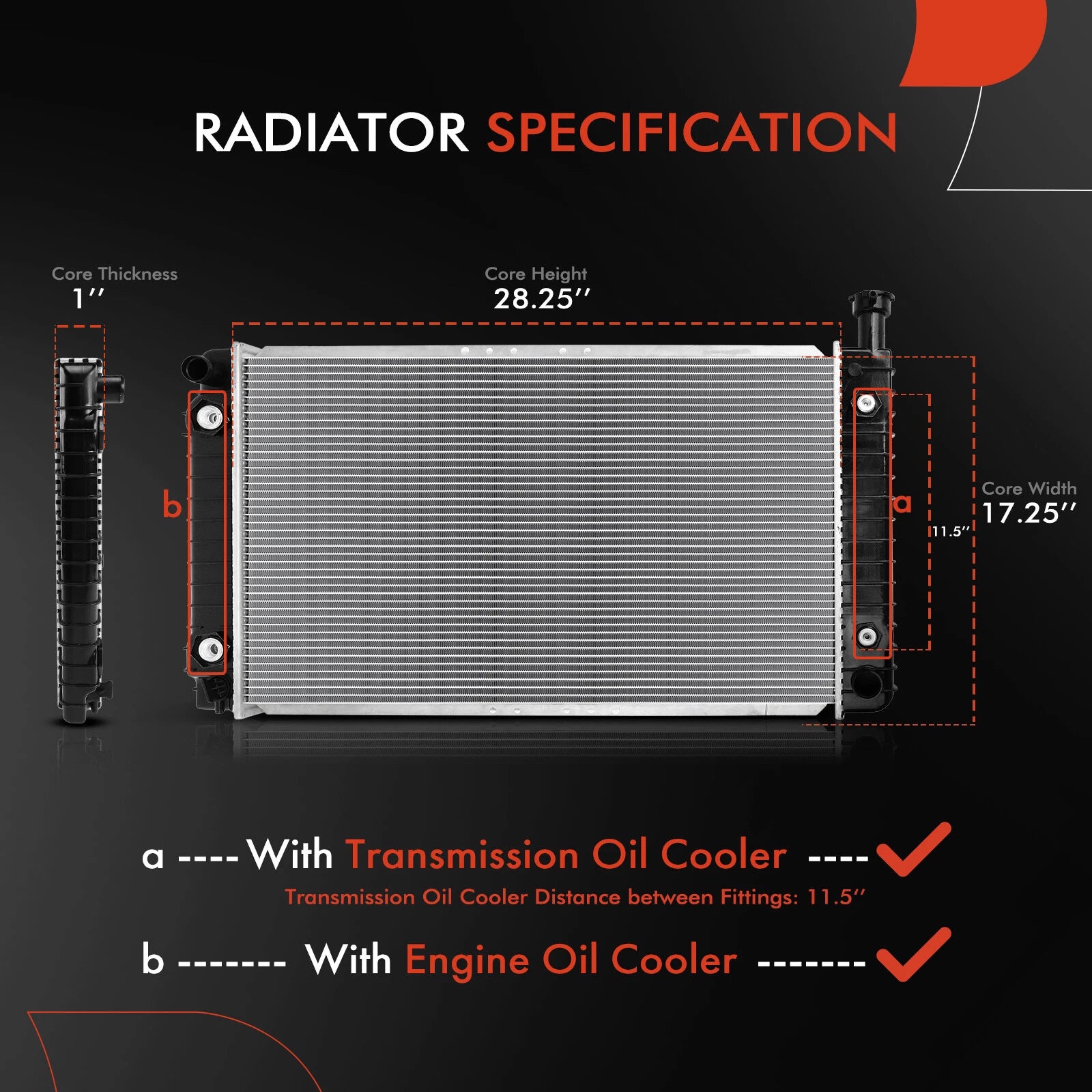 Radiator for Chevrolet C1500 C2500 GMC K1500 K2500 (1996–1999)