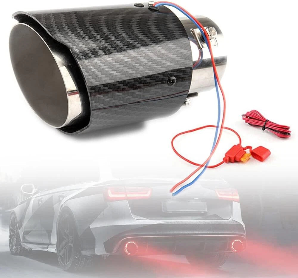 2.5" Carbon Fiber Inlet Exhaust Tip for Universal Fit (LED Light)