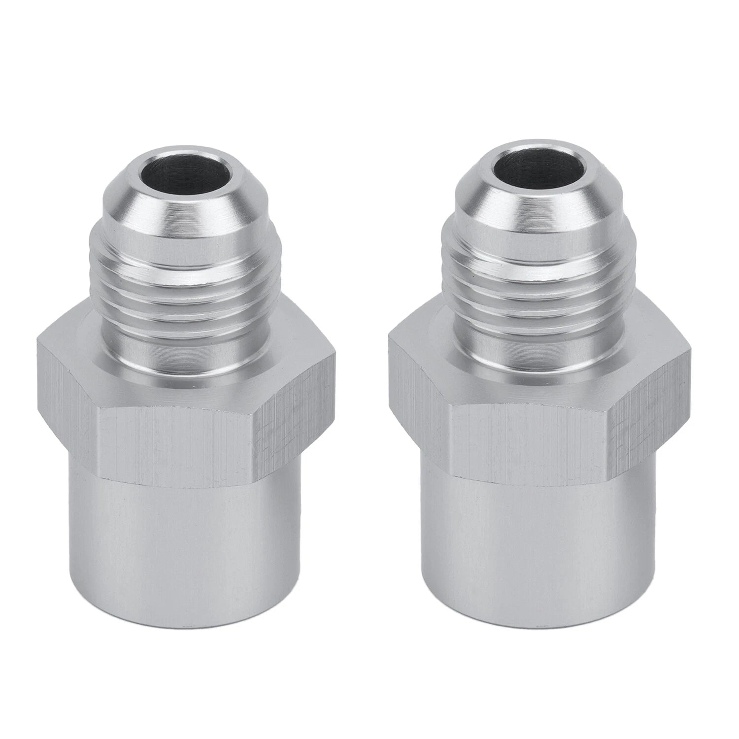 6AN Adapter Fittings for GM TBI Fuel Sending Units (Metric O-ring) Silver