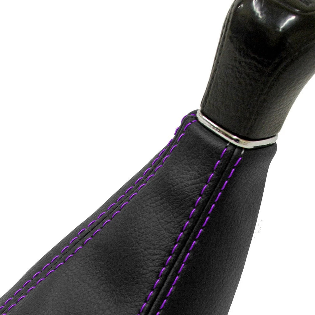 Manual Shift Boot Cover for Honda Civic (1998–2002) Black Purple Stitch
