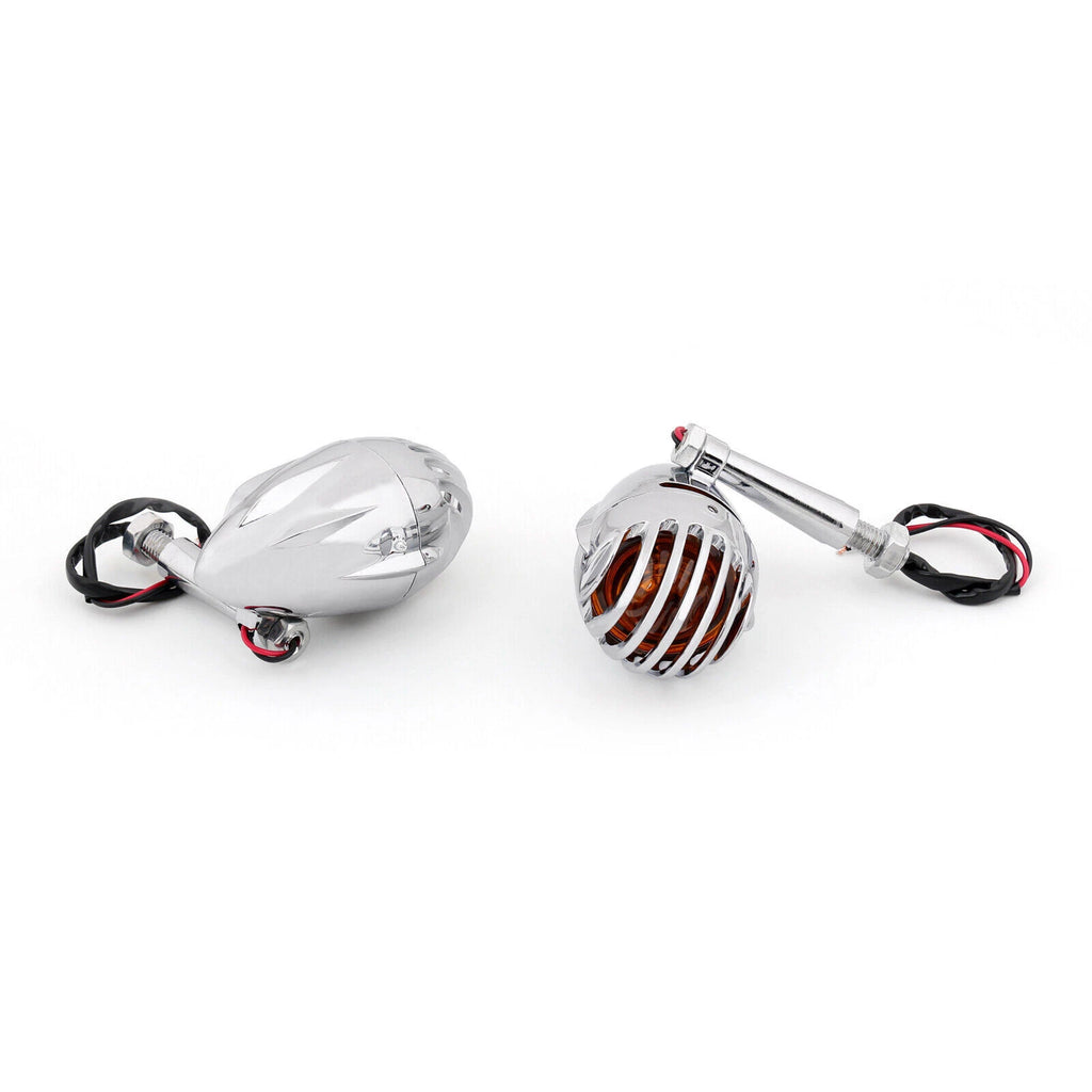 2X Motorcycle Turn Signal Indicator Lights Amber Chrome for Universal