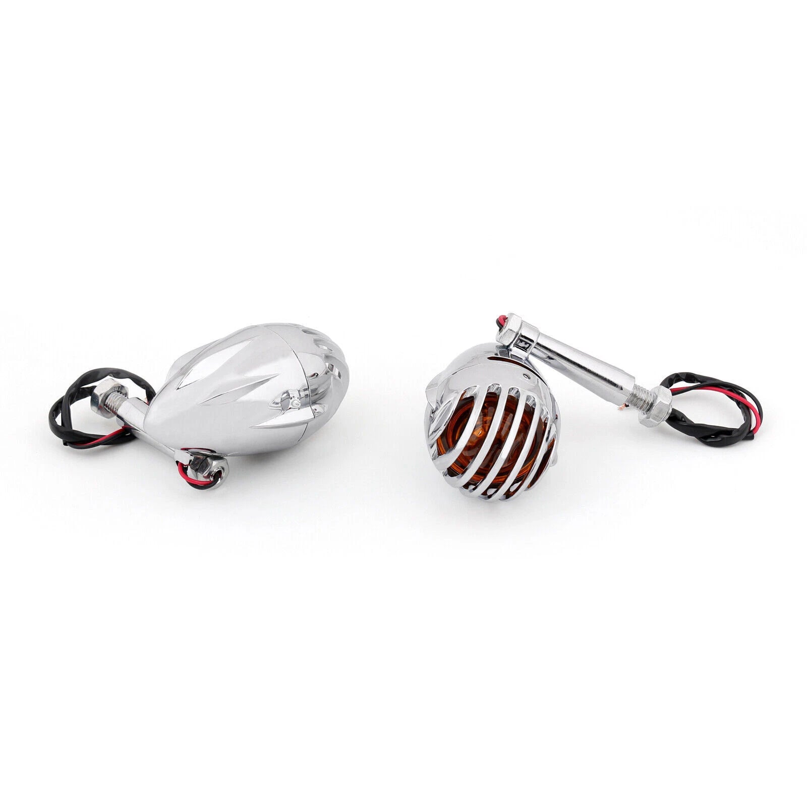 2X Motorcycle Turn Signal Indicator Lights Amber Chrome for Universal