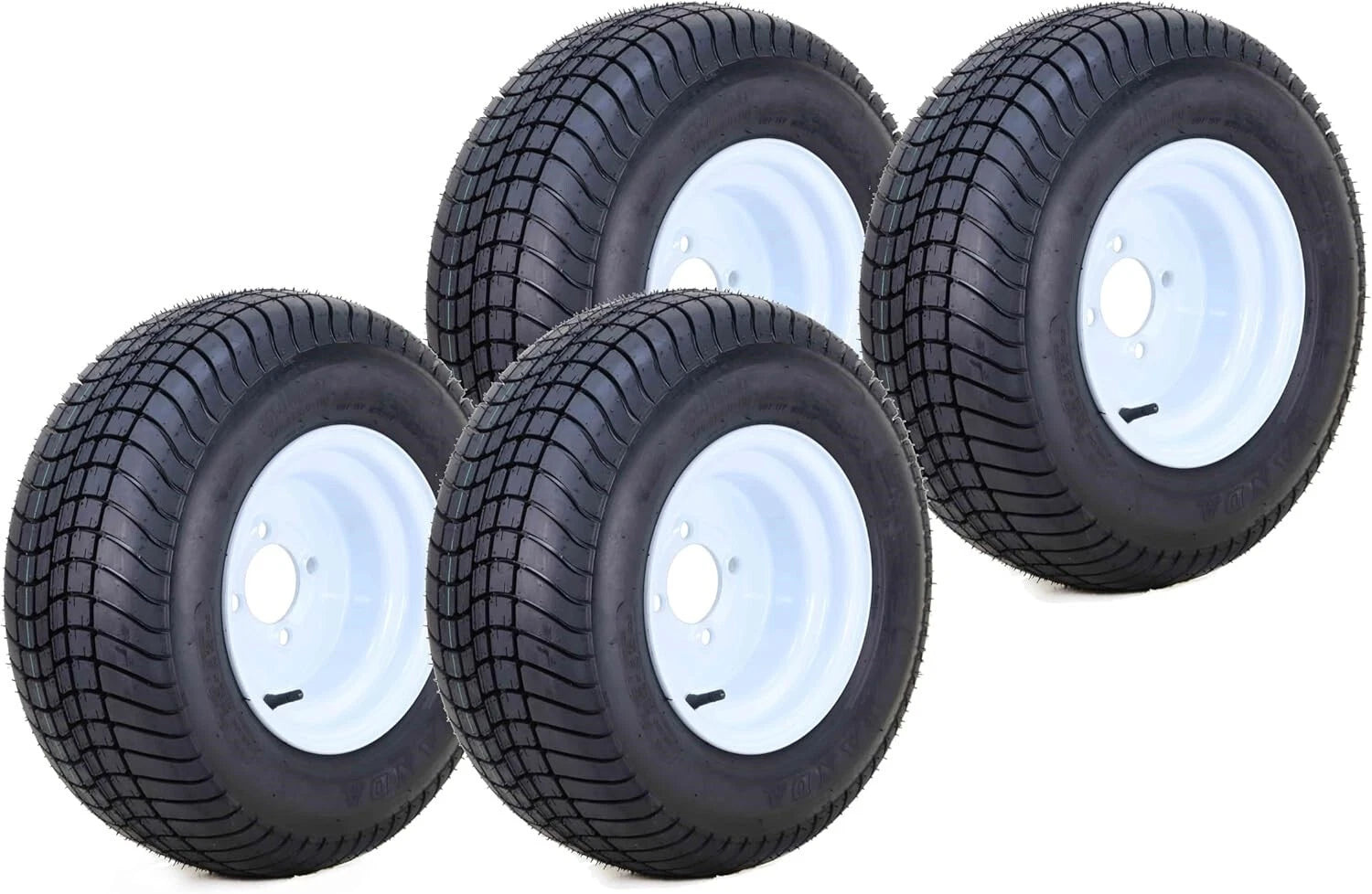 Set of 4 WANDA 205/65-10 4-Ply Golf Cart Tire Rims 4 Lug White - 14007