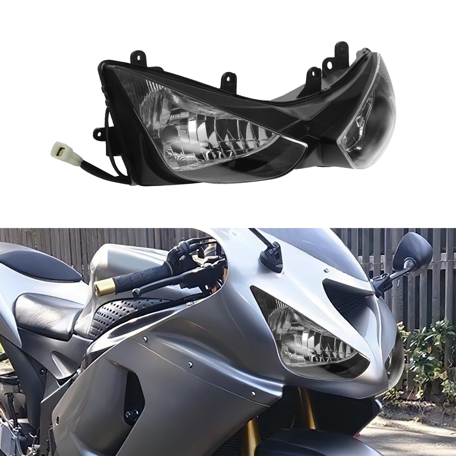 Front Headlight Assembly for Kawasaki Ninja ZX6R ZX636 (2005–2006)