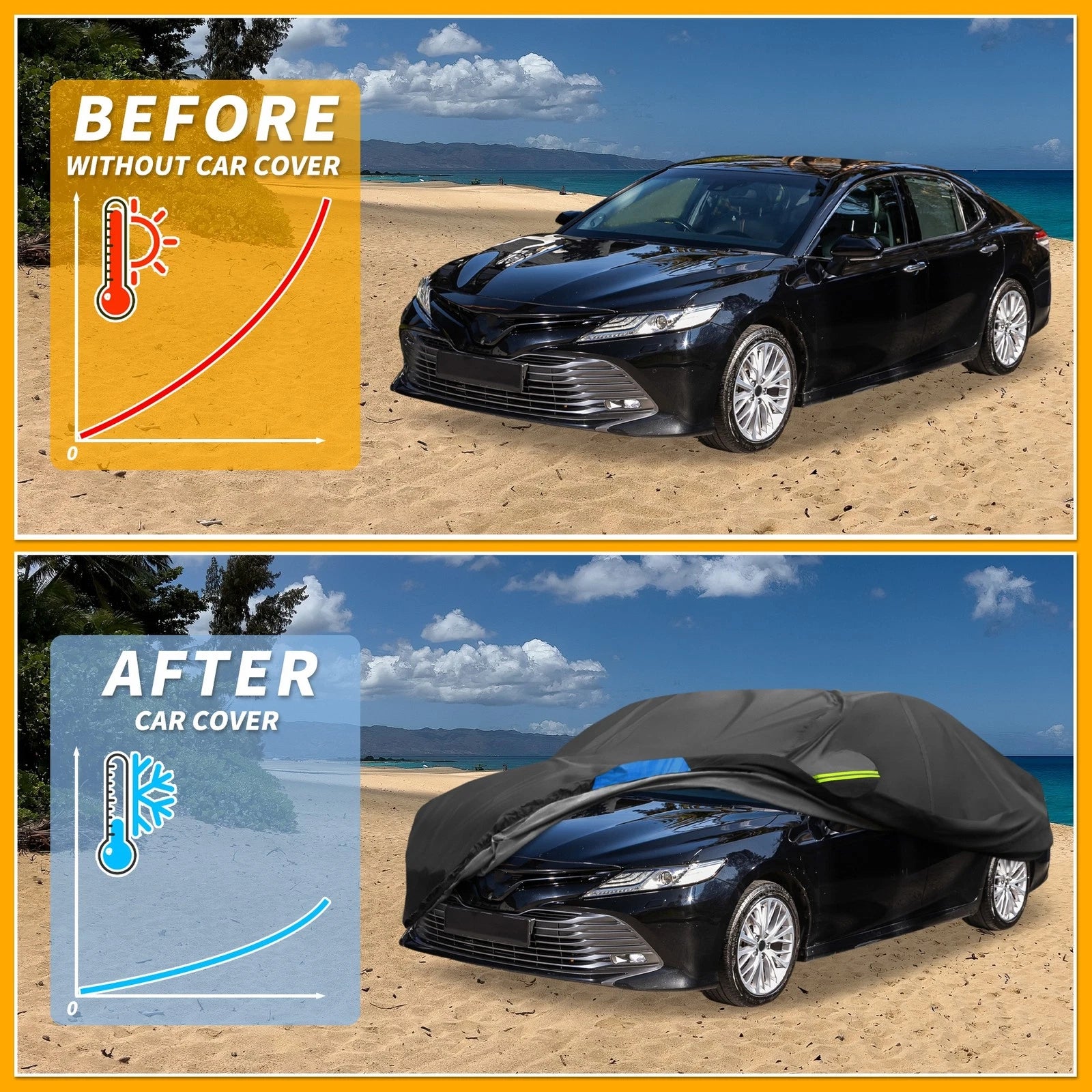 Waterproof Car Cover for Toyota Camry (Oxford Cloth, Black/Blue)