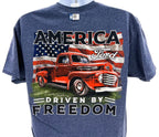 Heather Blue Ford Truck T-Shirt America Driven By Freedom for Ford F-150 (2009–2020)