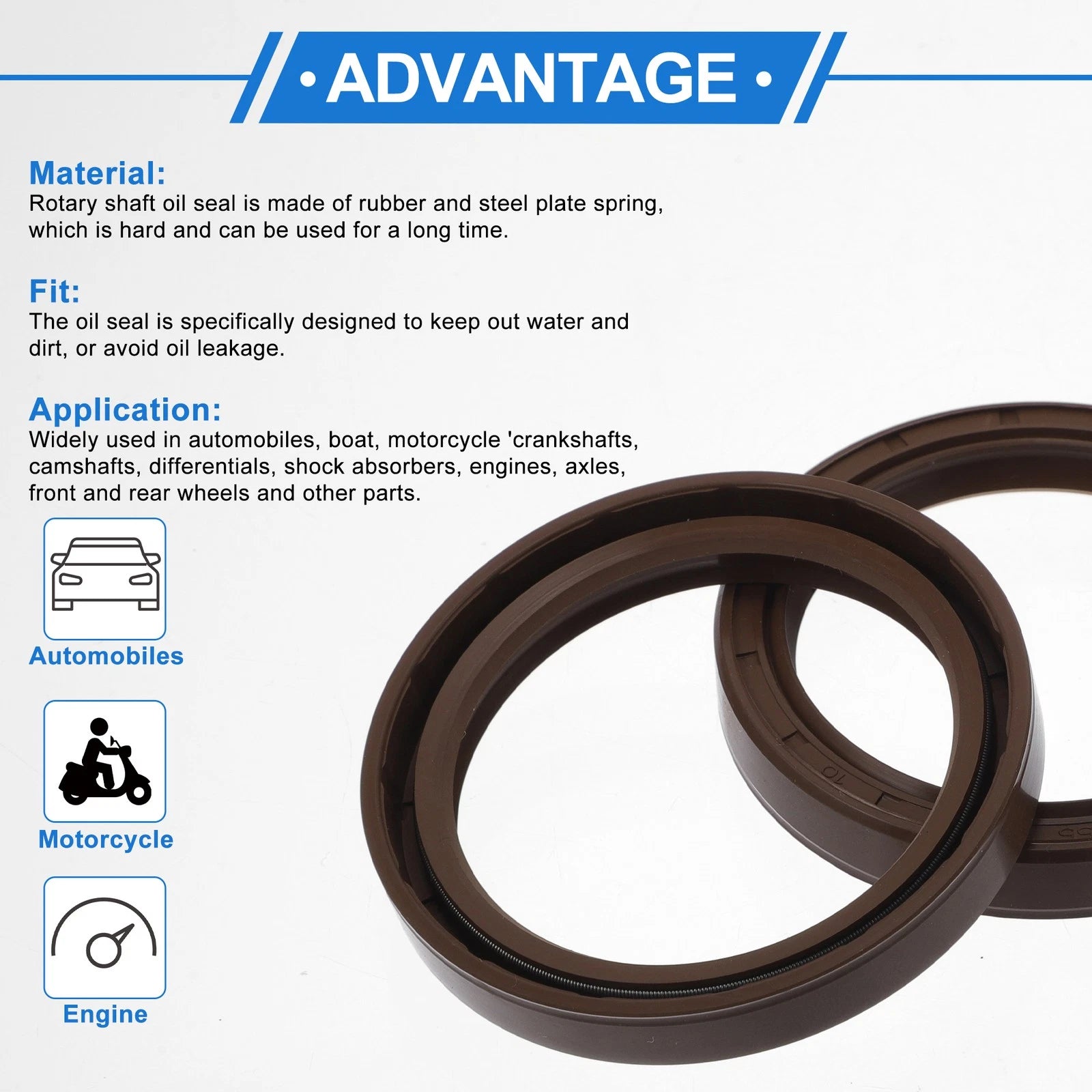 2X Oil Seal Rotary Shaft Seal FKM Rubber 55x70x10mm  