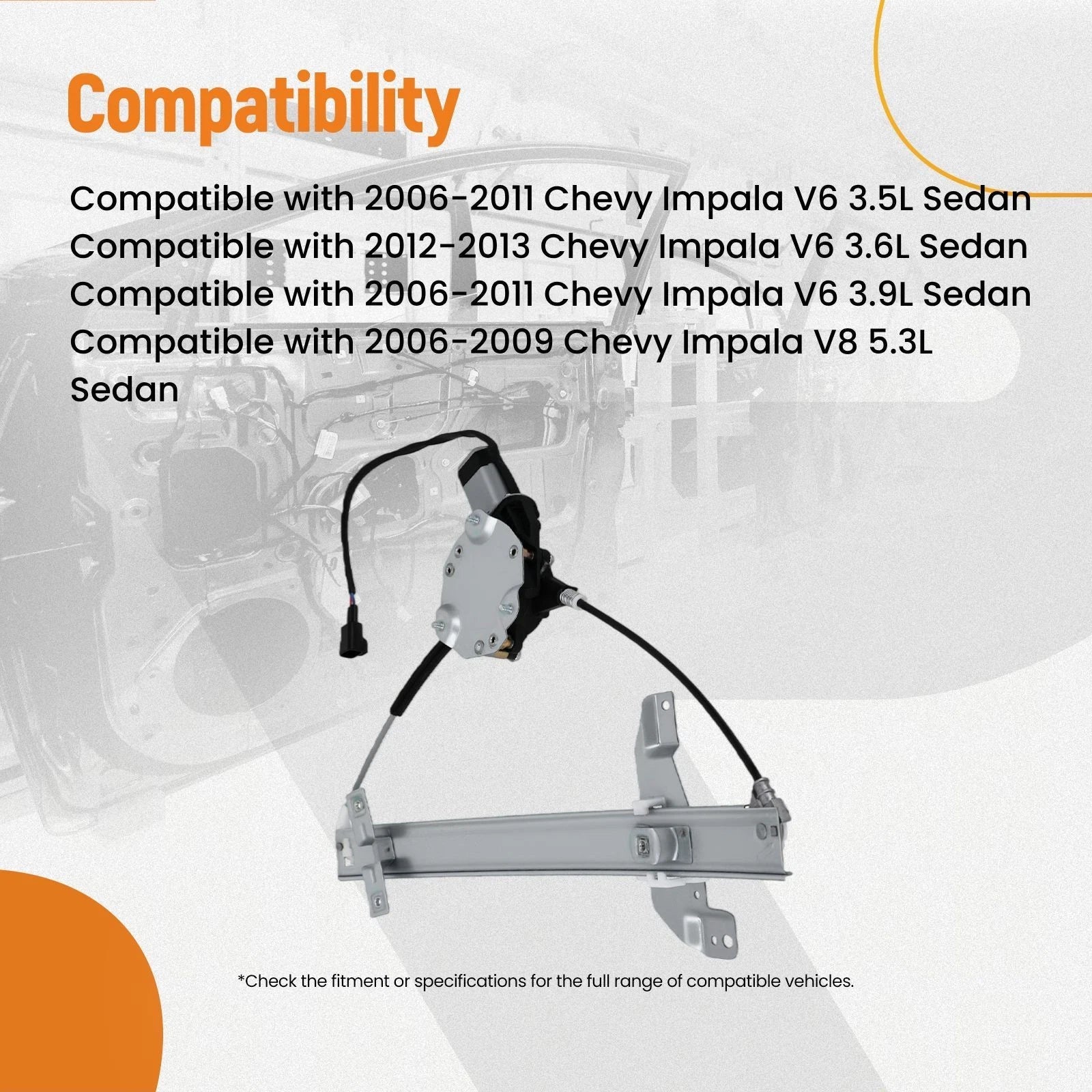 Power Window Regulator for Impala V6 3.5L 3.6L 3.9L (2006–2016) 748173