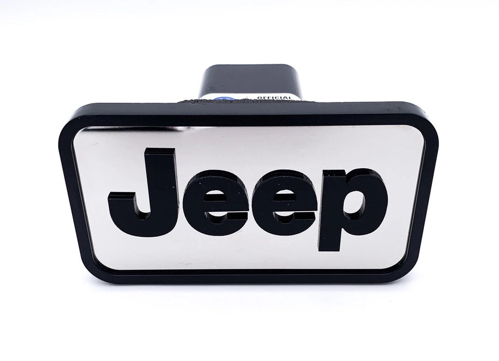 Tow Hitch Cover Replacement ABS Mirrored with Black Jeep Logo for 2 Inch Receivers (2000–2021)