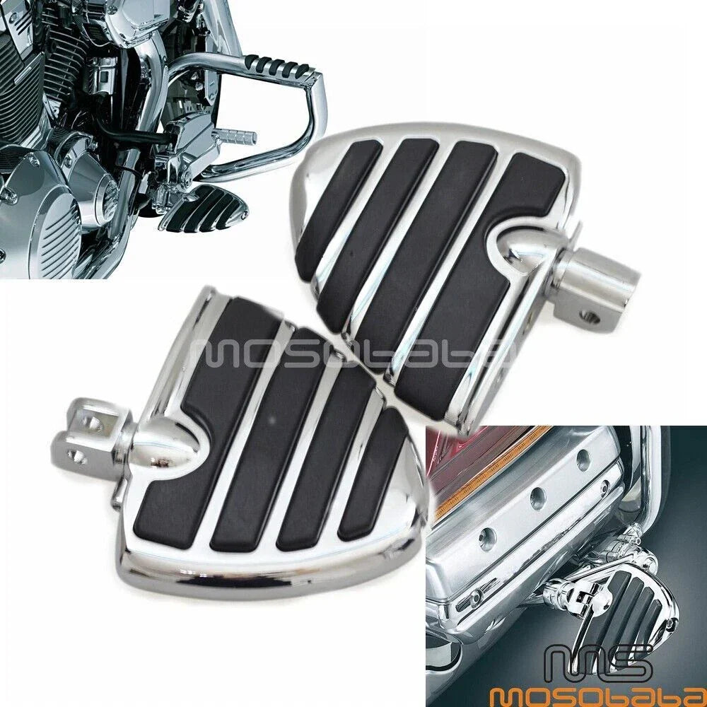 Chrome Wing Style Foot Pegs for Suzuki Boulevard M50, M90 & Honda Gold Wing GL1800 (2006-2023)