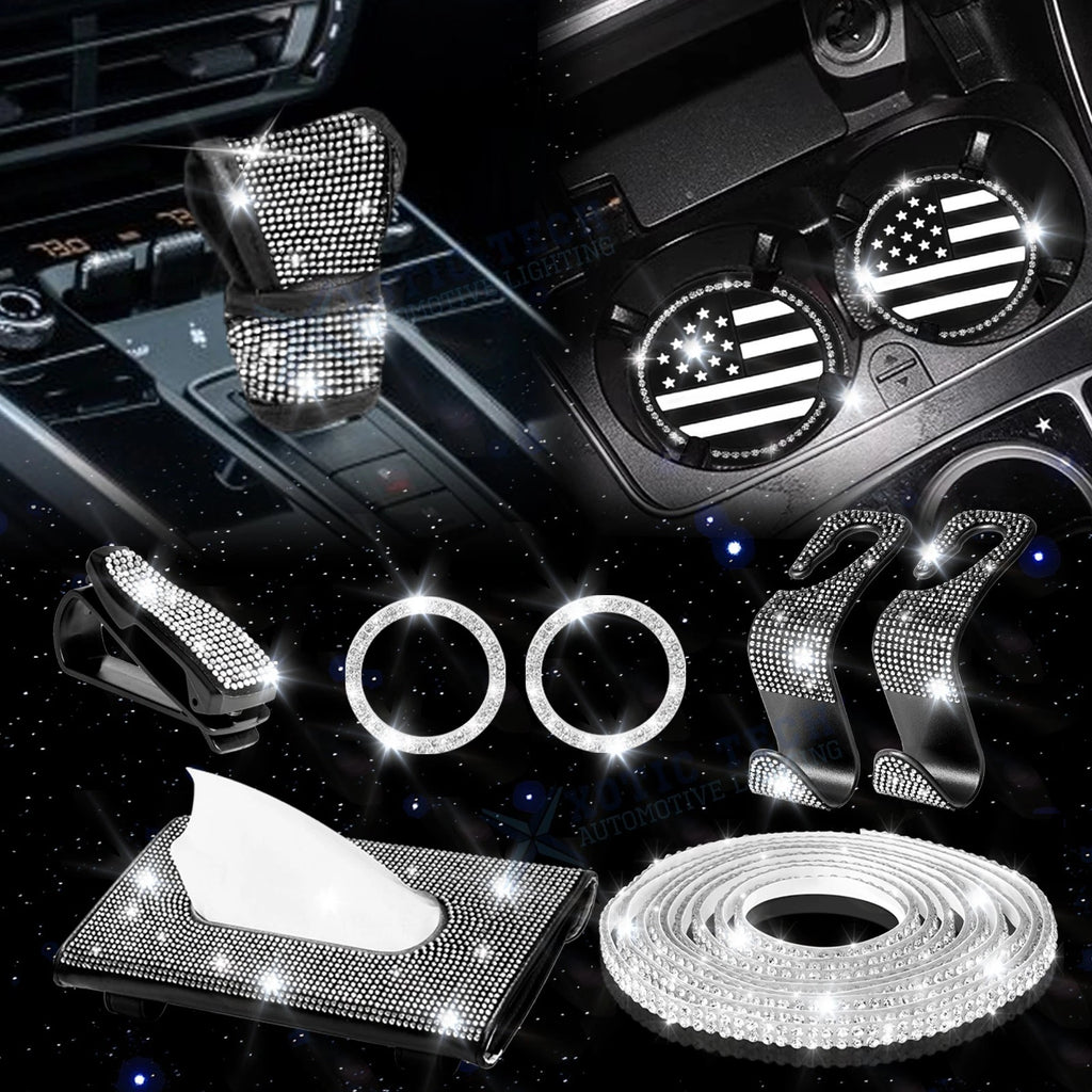 Bling USA Flag Cup Coaster Self-Adhesive Trim for Interior Decor Kit (—–—)